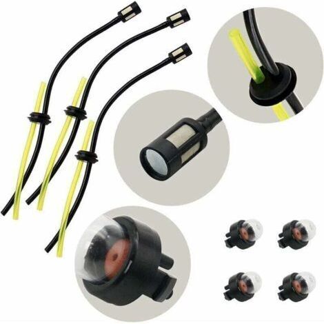 Jeu Universel De Durite Essence Et Poire Amorcage (3 Durite Et 4 Poire D'amorçage) Pour Carburateur Debroussailleuse, Pieces Detachees Debroussailleuse,Souffleur,Tronçonneuse, Stihl 025C,McCulloch3200 (1/4)