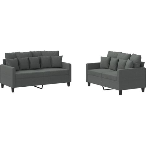 Maison Exclusive - Set di Divani 2 pz con Cuscini Grigio Scuro in Tessuto (1/5)