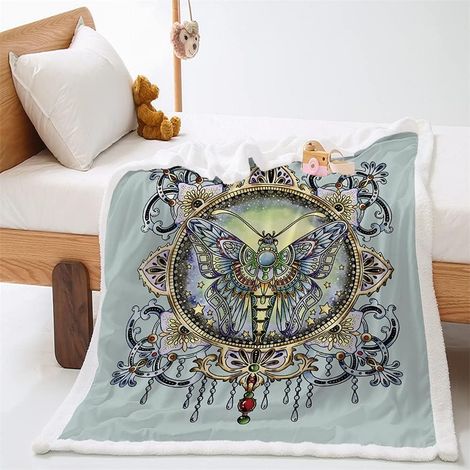 Imprimé en Papillon 3D Couvertures et Plaids Épaisse Douce en Peluche Couette Literie Couverture Canapé Camping Voyage Chaud Drap de Lit Adulte Enfant (Totem,120x90cm) (1/5)