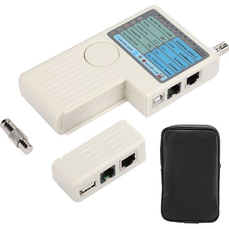 Testeur de Câbles Réseau 4-en-1 avec Télécommande pour RJ-45, RJ-11, USB, BNC - Détecteur de Câbles LAN (1/5)