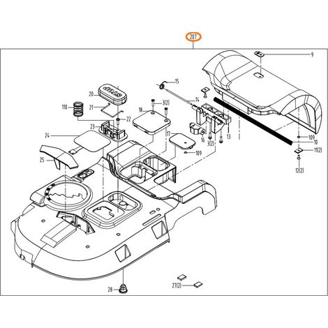 Assieme coperchio superiorie ORIGINALE WORX robot rasaerba WR141E