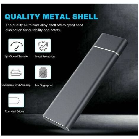 1 Disque dur externe SSD, 2 To, USB 3.0, Aluminium, Portable, Travail (1/2)