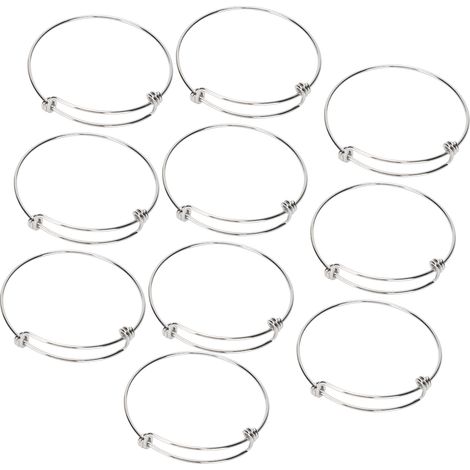 10Pcs Stainless Steel Bangle 1.6mm Adjustable Expandable Coil Bracelet DIY Accessories (1/5)