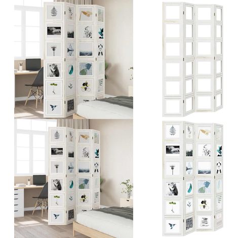 Cloison de séparation 4 panneaux blanc bois de paulownia massif - Séparateur De Pièce - Écran D'intimité - Cloison Pliable - Décoration Murale - Rangement - Home & Living (1/5)
