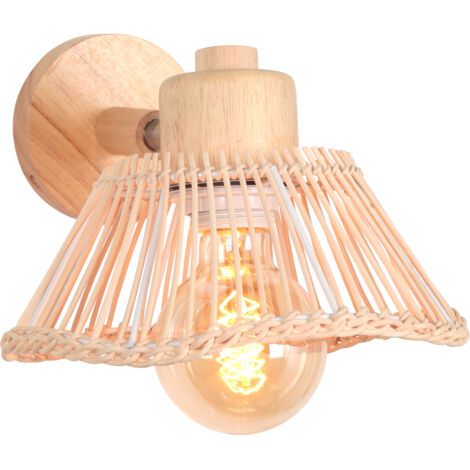 royaluxe- Lampe Murale Bambou Applique Murale Intérieure Rétro Luminaire Applique Vintage E27 pour Salon Chambre Bar (1/5)
