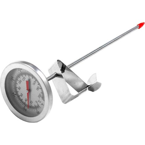 Thermomètre à huile de friture en acier inoxydable pour friteuse, barbecue, poulet frit, frites (1/4)