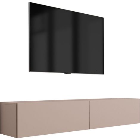 Meuble TV Avec Lamelles Blanc, pieds Or, 175 × 30 × 52 cm, Push to Open (1/5)