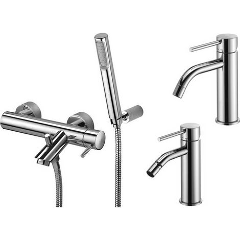 Chromfarbenes Waschbecken-, Bidet- und Badewannenmischer-Set Paffoni Light KITLIG9CR