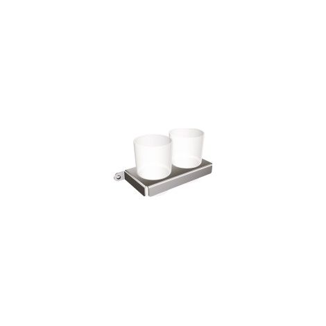 Soporte para 2 vasos, técnico, acero inoxidable pulido (1/3)