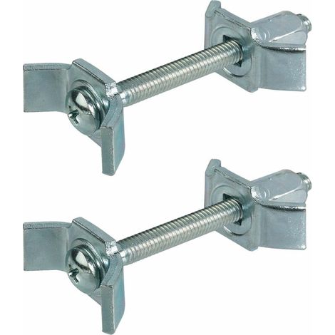 – Lot de 2 ferrures d'assemblage M6 150mm – Acier zingué pour meubles et lits – Raccordement plan de travail bois – Dimensions de perçage 75-84mm (1/2)