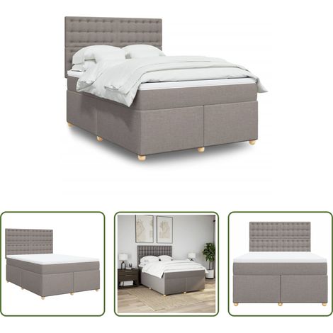vidaXL Taschenfederkern - Boxspringbett mit Matratze Taupe 140x200 cm Stoff (1/5)