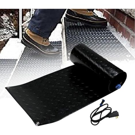 Largeight – Tapis chauffant extérieur antidérapant en caoutchouc – Fait fondre jusqu'à 5 cm de neige en 1h – Cordon d'alimentation inclus
