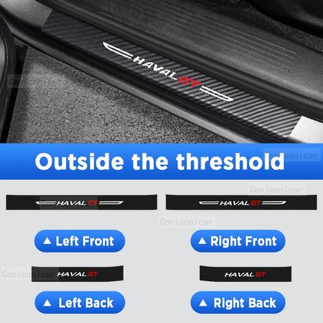 (4 pièces extérieures) Pour HAVAL H6 GT 2022-2024 : protection de hayon,seuil de porte,pédale,accessoires en fibre de carbone,style cuir PU,autocollant de voiture (1/3)
