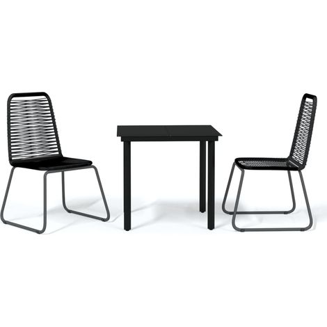 Set da pranzo da giardino mobili da esterno 3 pezzi nero 020013664