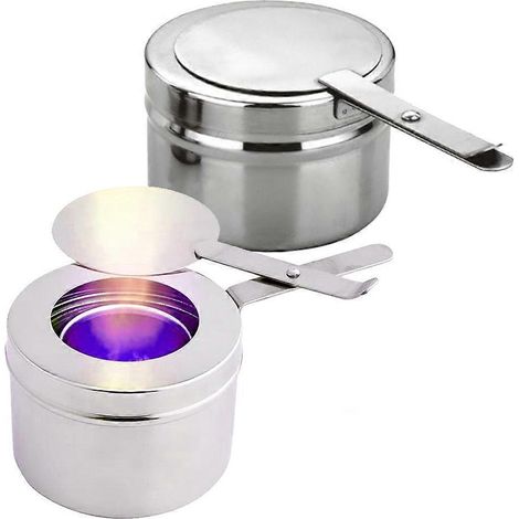 Lot de 2 supports isothermes pour bocaux alimentaires, porte-combustibles, porte-chauffe-plats, mini porte-combustibles-16.50X9.00X6.30CM-Silver (1/4)