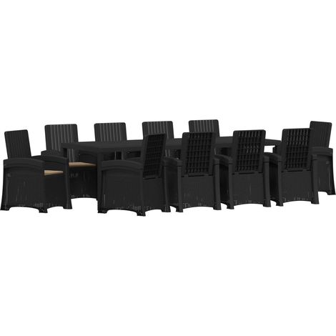 Maison Exclusive - Set da Pranzo per Giardino 11 pz Antracite e Tortora PP (1/5)