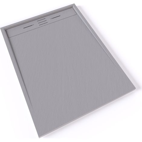 HIEMAL Receveur de douche 90 x 120 cm résine Gris aspect ardoise + bonde incluse - Salle de bain (1/5)