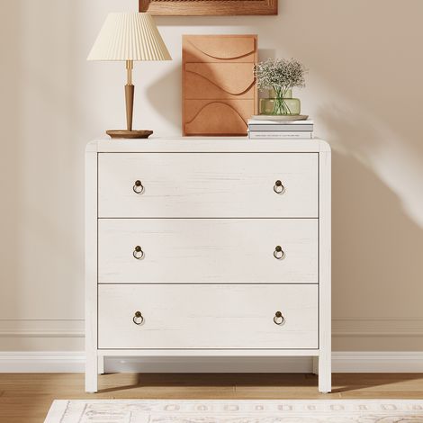Commode 3 tiroirs bois rotin – naturelle ou blanche (1/5)