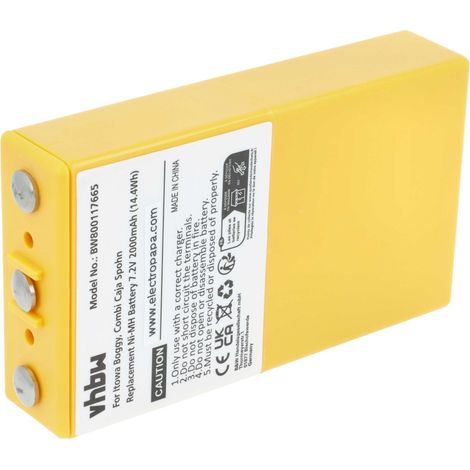 vhbw Batterie compatible avec Itowa Boggy, Combi Caja Spohn opérateur télécommande industrielle (2000mAh, 7,2V, NiMH) jaune