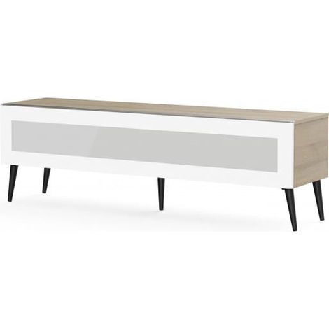 Meuble TV verre infrarouge et bois clair Uppsala 160cm (1/5)