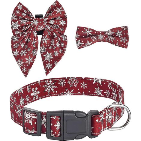 Hundehalsband mit Fliege und Blume, Mädchenhalsband für große, mittlere und kleine Hunde (1/5)