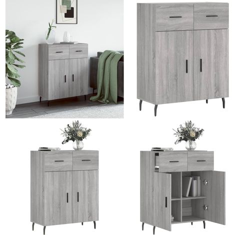 Sideboard Grau Sonoma 69,5x34x90 cm Holzwerkstoff - Holzwerkstoff - Metallbeine (1/5)