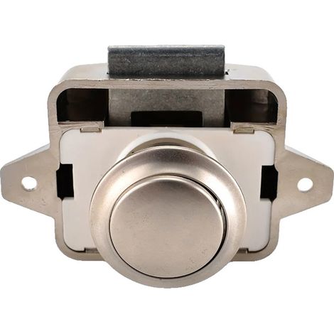 Verrou à poussoir, taille 26 mm, construction en plastique durable, perle nikel (1/2)