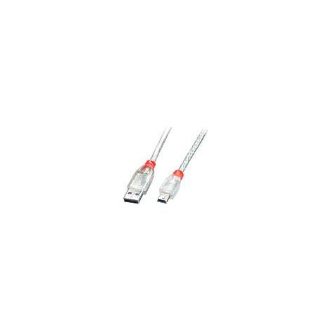 LINDY Câble USB USB-A mâle, USB-Mini-B mâle 3.00 m transparent 41784
