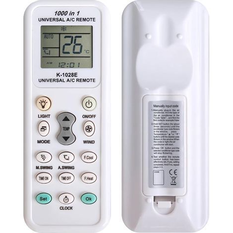 K-1028E Télécommande universelle pour climatiseur 1000 en 1 A/C Télécommande LCD numérique Compatible avec Fujitsu, LG, Panasonic, Samsung, Mitsubishi (1/5)