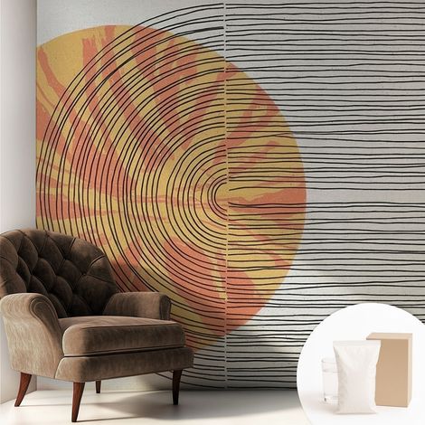 Fototapete Vliestapete mit Kleber - modern Wohnzimmer - Wanddekoration - einfach anzubringen Kreis mit Linien 250x250 cm (1/5)