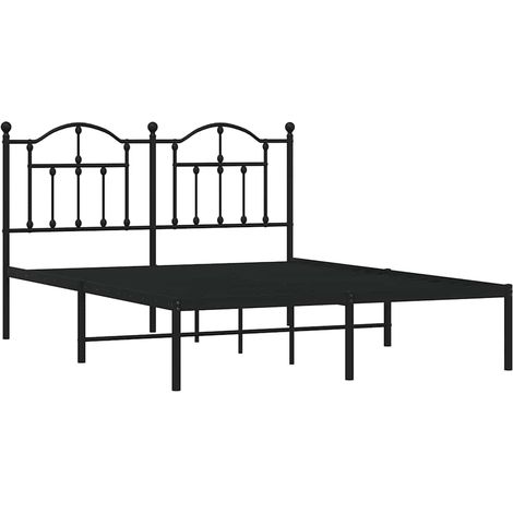 vidaXL Cadre de lit métal sans matelas avec tête de lit noir 140x190cm (1/5)