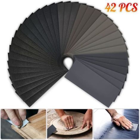 pair TEMPSA 42Pcs Assortiment de Papier de Verre Sec Humide de Grain 9 x 3.6 Pouces Grain 120 - 5000 (1/4)