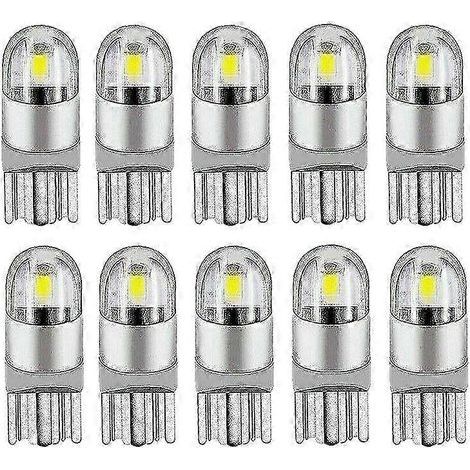 Lot de 10 ampoules LED blanches 6000K Canbus T10 168 194 W5W pour plafonnier, plaque d'immatriculation et feux de position latéraux (1/4)