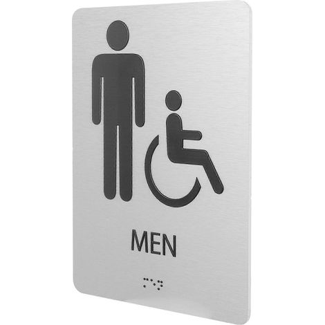 Panneaux d'identification de toilettes en braille (paquet de 2), panneaux de toilettes commerciales, adaptés aux groupes spéciaux, 20,3 x 15,2 cm, panneaux transparents. (1/5)