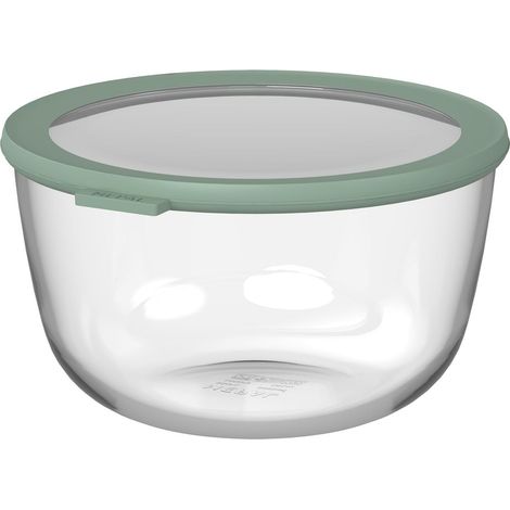 Boîte de Conservation Ronde en Verre - Résistant à la Chaleur - Convient pour Four, Micro-ondes, Congélateur et Lave-vaisselle - Boite Alimentaire Verre - 3000 ml - Nordic sage (1/5)