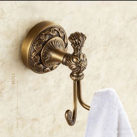Kit salle de bain rétro Klassic solide cuivre et verre céramique , revêtement Minimal Bronze Montage mural de conservation Bain Accessoires Accessoires décor Porte-rouleau de toilette Crochet à vêteme