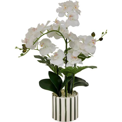 Fiore artificiale di seta asia orchidea h81 cm vaso in gres verde - Atmosphera créateur d'intérieur (1/3)