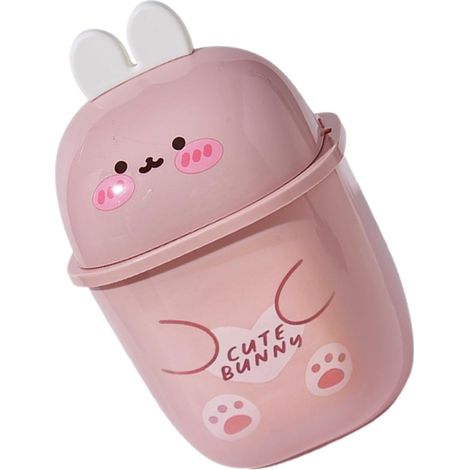 Poubelle Forme Lapin Résistance à L'usure et Prévention des Odeurs Mignonne en Plastique Couvercle Maison Dortoir (1/5)