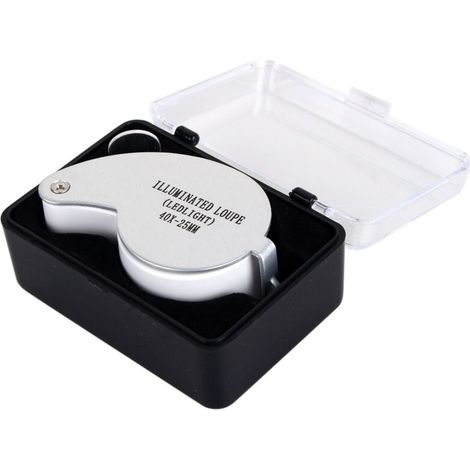 Loupe de lecture argentée 40X, loupe éclairante avec lampe LED (1/5)