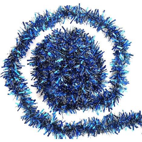 1 Guirlande de Noël bleue métallisée à suspendre, décoration festive pour sapin, maison, mariage, intérieur et extérieur