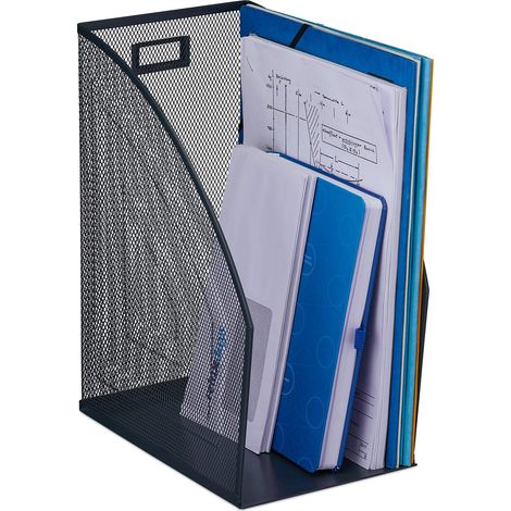 Range-revues, Format A4, Design Maille, HxLxP: 32x16x24,5 cm, Bureau, Porte-Documents, métal, Anthracite (1/5)