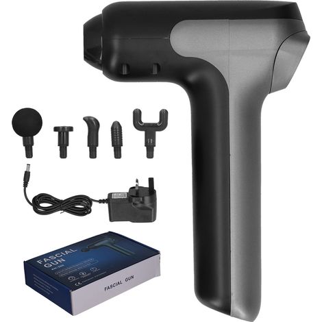 Pistolet de massage musculaire LCD à percussion profonde, soulagement des douleurs, appareil portable avec prise UK 100-240V (1/5)