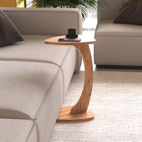 Table d'appoint « Klinerg », à roulettes, en forme de C, 40 x 37 x 56 cm, aspect bois (1/5)