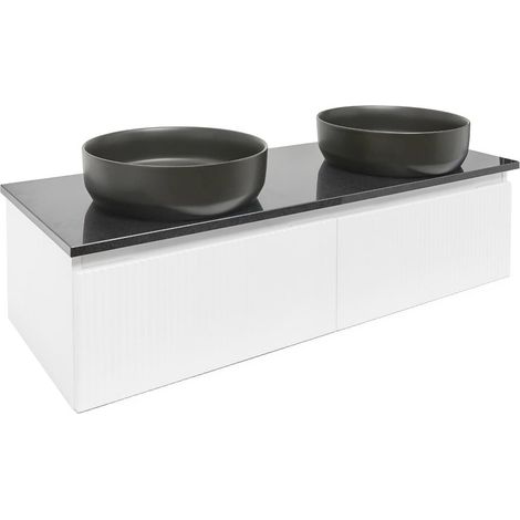 Swiss Aqua Technologies Meuble de salle de bain avec comptoir en pierre artificielle SAT Evolution 118x30x44,8 cm blanc mat (SATEVO120WMTK) (1/5)