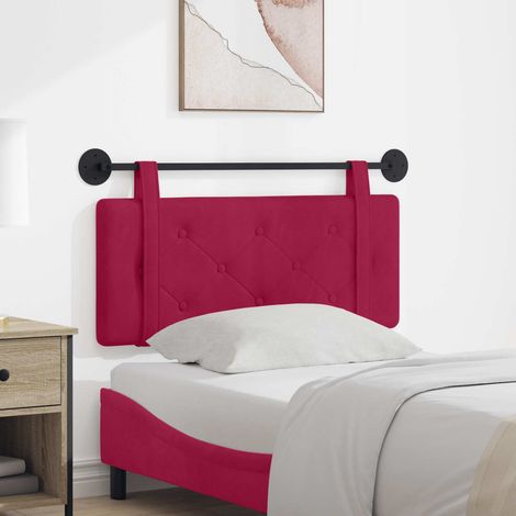 Tête de lit suspendue murale 110 x 55 cm en velours bordeaux capitonnée - PANGIVO (1/5)