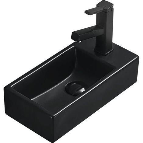 Mexen Inez lavabo da appoggio sinistro 40 x 20 cm, nero opaco - 21484085L (1/2)