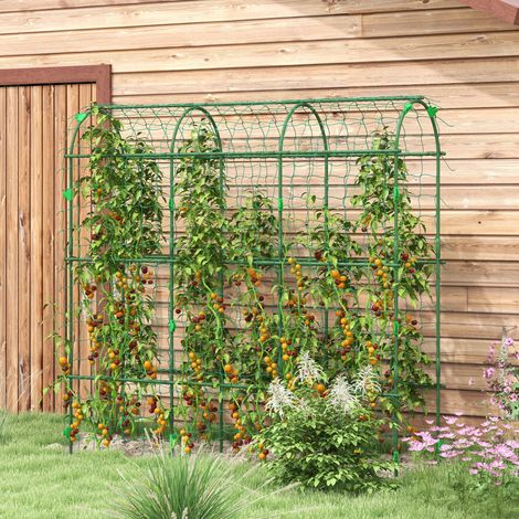 Grille d'escalade, aide à l'escalade pour plantes grimpantes, treillis réglable, grille pour plantes avec filet, support à plantes en acier, vert, 43 x 182 x 183 cm, pour jardin et balcon