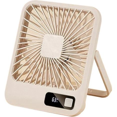 Ventilateur de bureau compact et multi-alimentation, modèle fin et rechargeable, couleur kaki. (1/5)