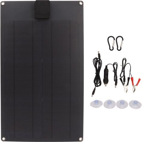 Kit panneau solaire 25W 5V 18V double sortie haut rendement étanche chargeur batterie solaire pour voiture bateau remorque camping-car (1/5)