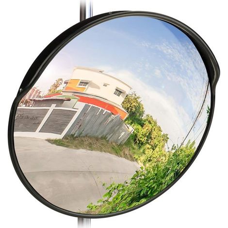 BelleRise - Miroir de Circulation 60 cm, Professionnel, résistant aux intempéries, Solide, intérieur et extérieur, Noir (1/5)